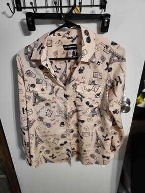 KARL LAGERFELD WOMANS PINK BUTTON DOWN BLOUSE SZ XS
